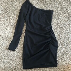 One sleeve Black Windsor Mini Dress